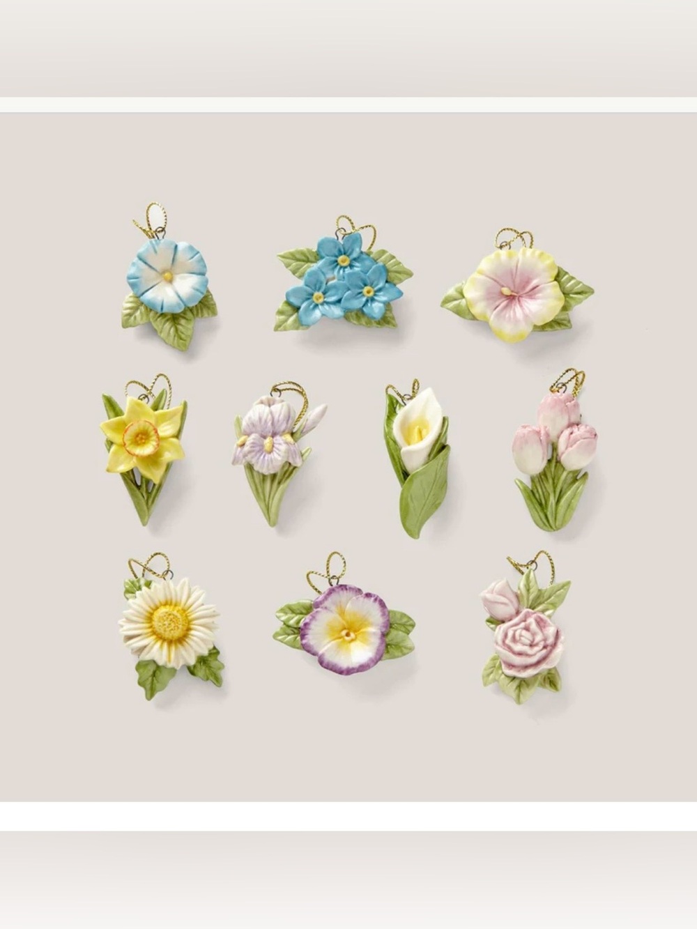 *BRAND NEW* Lenox Celebrate Flowers 10-Piece Mini Ornament Set